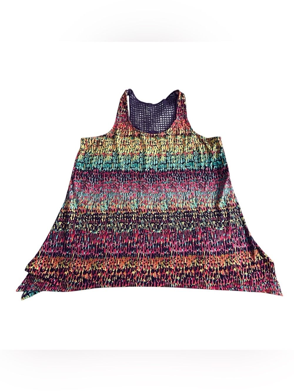 Lane Bryant Multicolor Knit Racerback Tank - Teal, Pink, Yellow, Purple